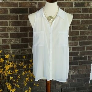 DECREE - white sheer sleeveless top